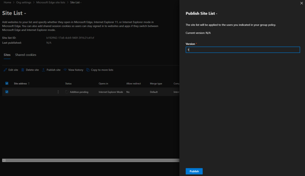 Site List ID